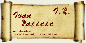Ivan Matičić vizit kartica